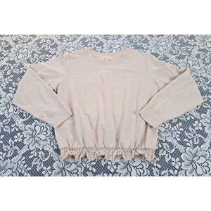 Michael Kors Sweatshirt Size XL Beige Pullover Ruffled Elastic Waist Long Sleeve
